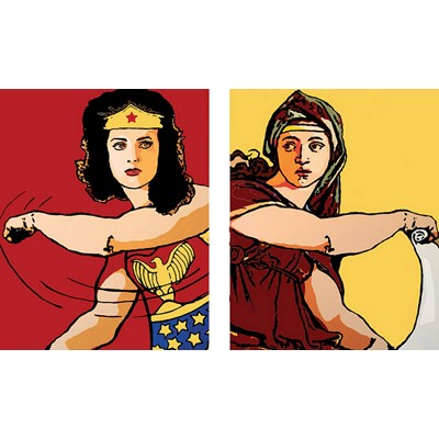 So What (Wonder Woman and Sibilla), 2006, olio su tela, dittico, 150x120 cm