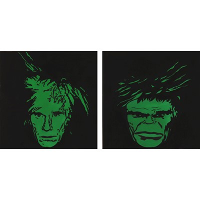So What (Andy Warhol and Hulk), 2007, Olio su tela, dittico, 100x100 cm