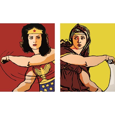 So What (Wonder Woman and Sibilla), 2006, olio su tela, dittico 150x120 cm