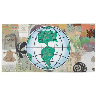 Globe, 2007, tecnica mista su tela, 128x245 cm