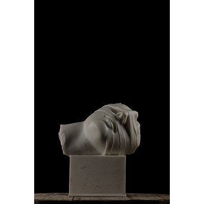 Testa Iberica, 1995, Marmo statuario di Carrara, cm 36x31,5x23,5  
