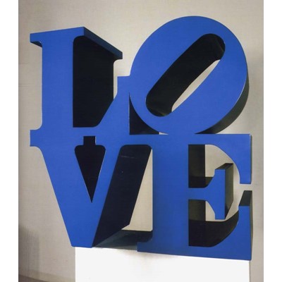 Robert Indiana, Love (Blu/Green), 1966, alluminio dipinto, 92x92x46 cm